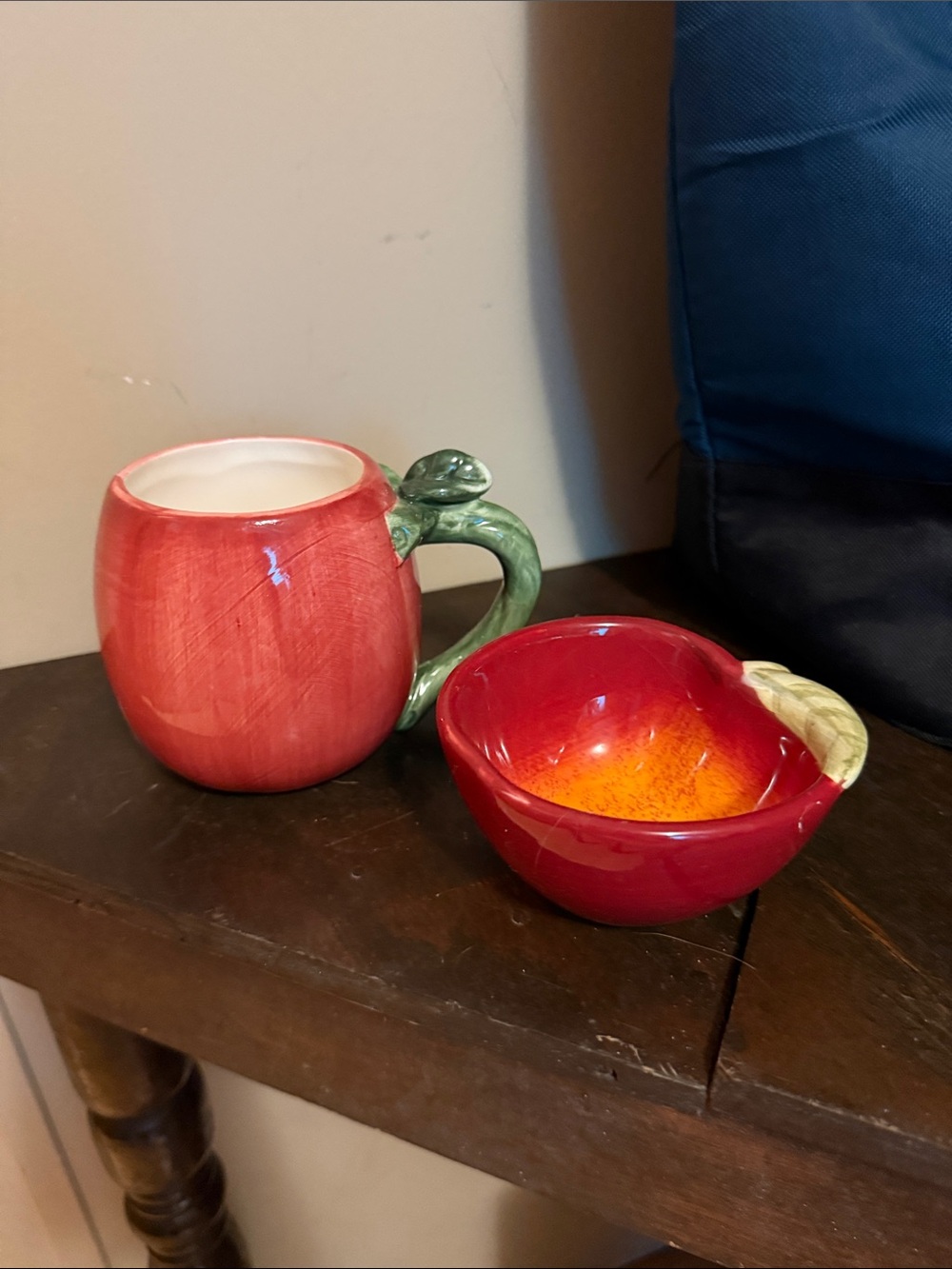 Ceramic Red Apple Mug and Red Fruit Bowl Set
